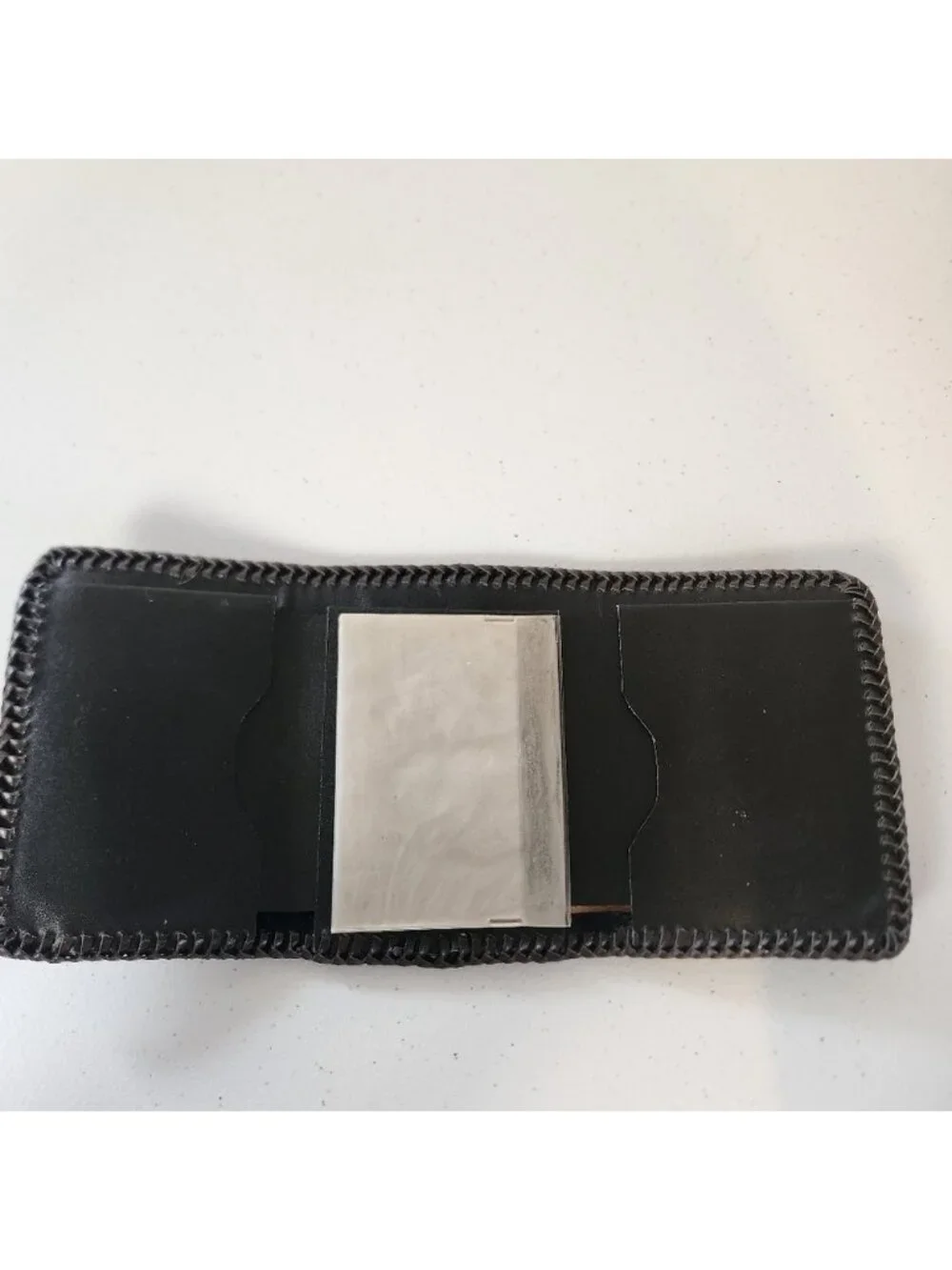 Vintage Tooled Brown Leather Wallet Mens Handmade 1970s Western Boho Cowboy 70s
